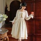 Double Layered Square Neck Long-sleeve Dress