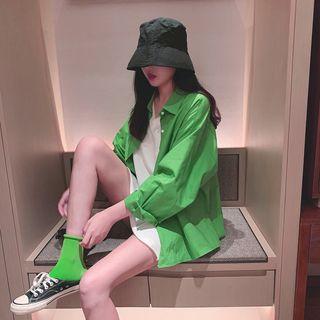 Loose-fit Plain Shirt / V-neck T-shirt