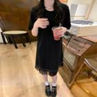 Short-sleeve Fringed A-line T-shirt Dress