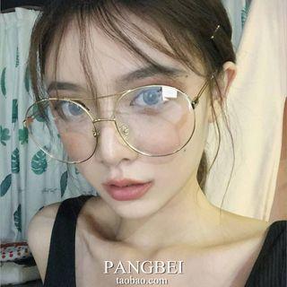 Oversized Round Metal Frame Blue Light Blocking Eyeglasses