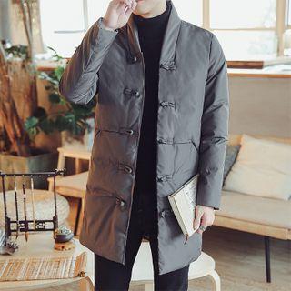 Hooded Long Button-up Jacket