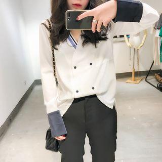 Double-breasted Chiffon Blouse