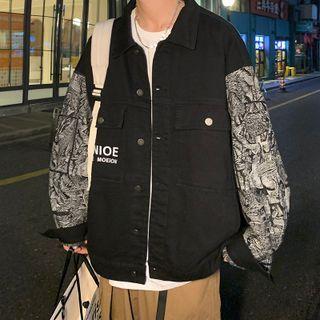 Mock Two-piece Pattern Panel Shirt Jacket