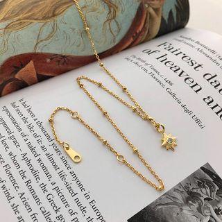 925 Sterling Silver Rhinestone Star Necklace A1714 - 925 Silver - Gold - One Size