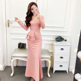 Ruffle Maxi Mermaid Sheath Dress