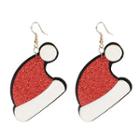 Christmas Hat Drop Earring White & Red - One Size