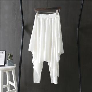 Mock Two-piece Inset Chiffon Skirt Leggings