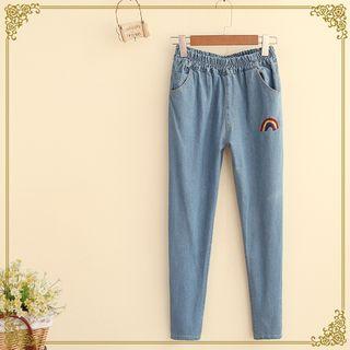 Cropped Embroidered Jeans