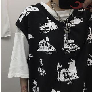 Printed Vest Black - One Size