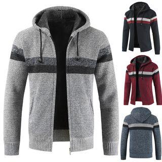 Striped Knit Zip Hoodie