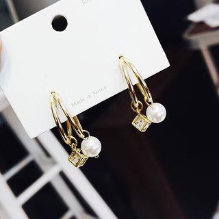 Pearl & Cubic Hoop Earring