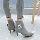 Embellished High Heel Pointed Short Boots