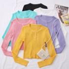 Long-sleeve Knit Henley In 7 Colors