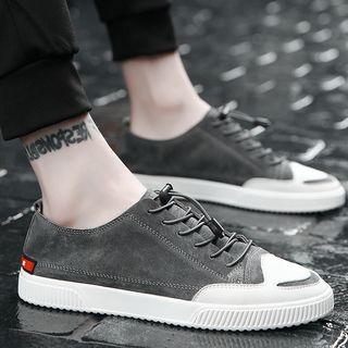 Faux Suede Paneled Toe-cap Sneakers