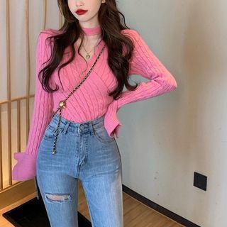 Bell-sleeve Cable Knit Top