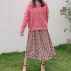 Retro Rose Floral Medium Maxi Skirt As Shown In Figure - One Size