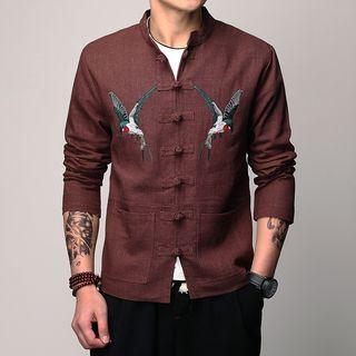 Embroidered Long Sleeve Cheongsam Top