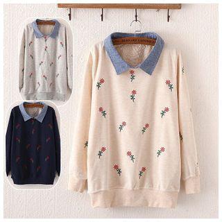 Embroidered Collared Pullover