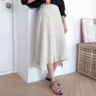 Asymmetric-hem Long Stripe Skirt