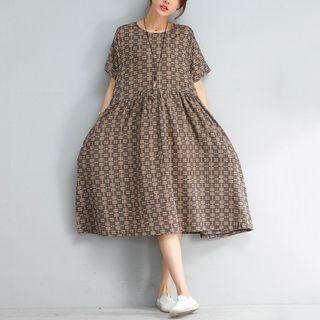 Short-sleeve Printed Loose-fit Dress