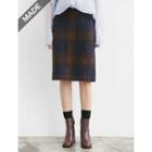 Belted Wrap-front Plaid Midi Skirt