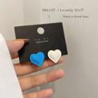 Sterling Silver Heart Stud Earring 1 Pair - Blue & White - One Size