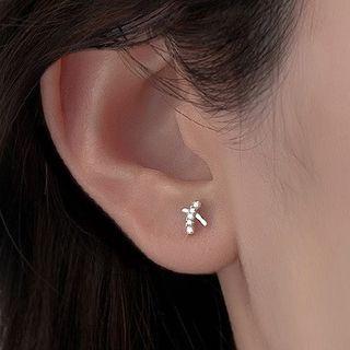 Cross Sterling Silver Earring 1 Pair - Silver - One Size