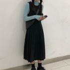 Turtleneck Long Sleeve T-shirt / Midi Pinafore Dress