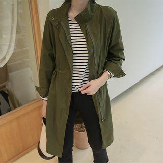 Stand-collar Button-side Safari Jacket