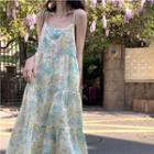 Spaghetti Strap Printed Midi Smock Dress