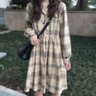 Plaid A-line Shirtdress As Shown In Figure - One Size