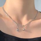 Safety Pin Bear Pendant Necklace Silver - One Size