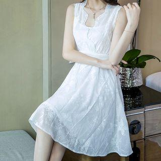 Set: Sleeveless A-line Dress + Spaghetti Strap Dress