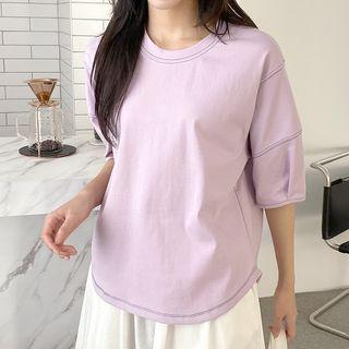Puff-sleeve Stitched T-shirt