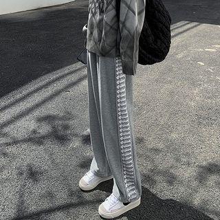 Fishbone Print Straight Leg Pants