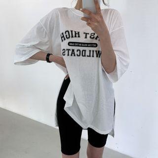 Lettering Open-side T-shirt