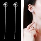 Faux Pearl Rhinestone Star Fringed Earring 1 Pair - Sterling Silver Needle - One Size