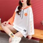 Long-sleeve Hooded Smiley Face Print T-shirt
