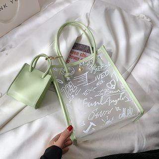 Lettering Frosted Pvc Mini Crossbody Bag