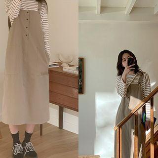 Half-placket Long Overall Dress