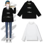 Embroidered Long-sleeve Turtleneck Top / Toggle Jacket