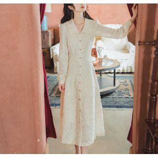 Long-sleeve Maxi Collared Dress