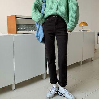 Double Buttoned Straight-leg Jeans
