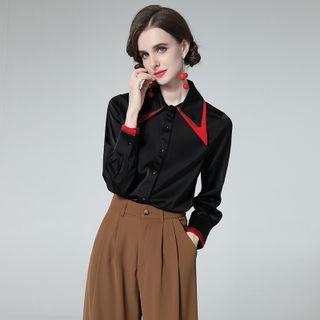 Long Sleeve Contrast Trim Shirt