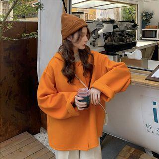 Plain Hooded Jacket Pumpkin - One Size
