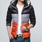 Color Block Hooded Padded Jacket