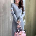 Long-sleeve Cut-out Midi T-shirt Dress