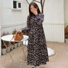 Long Sleeve Corduroy Floral Dress Floral - One Size