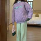 Hangul Embroidered Quilted Sweatshirt