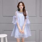 Bow-accent Sheer A-line Dress